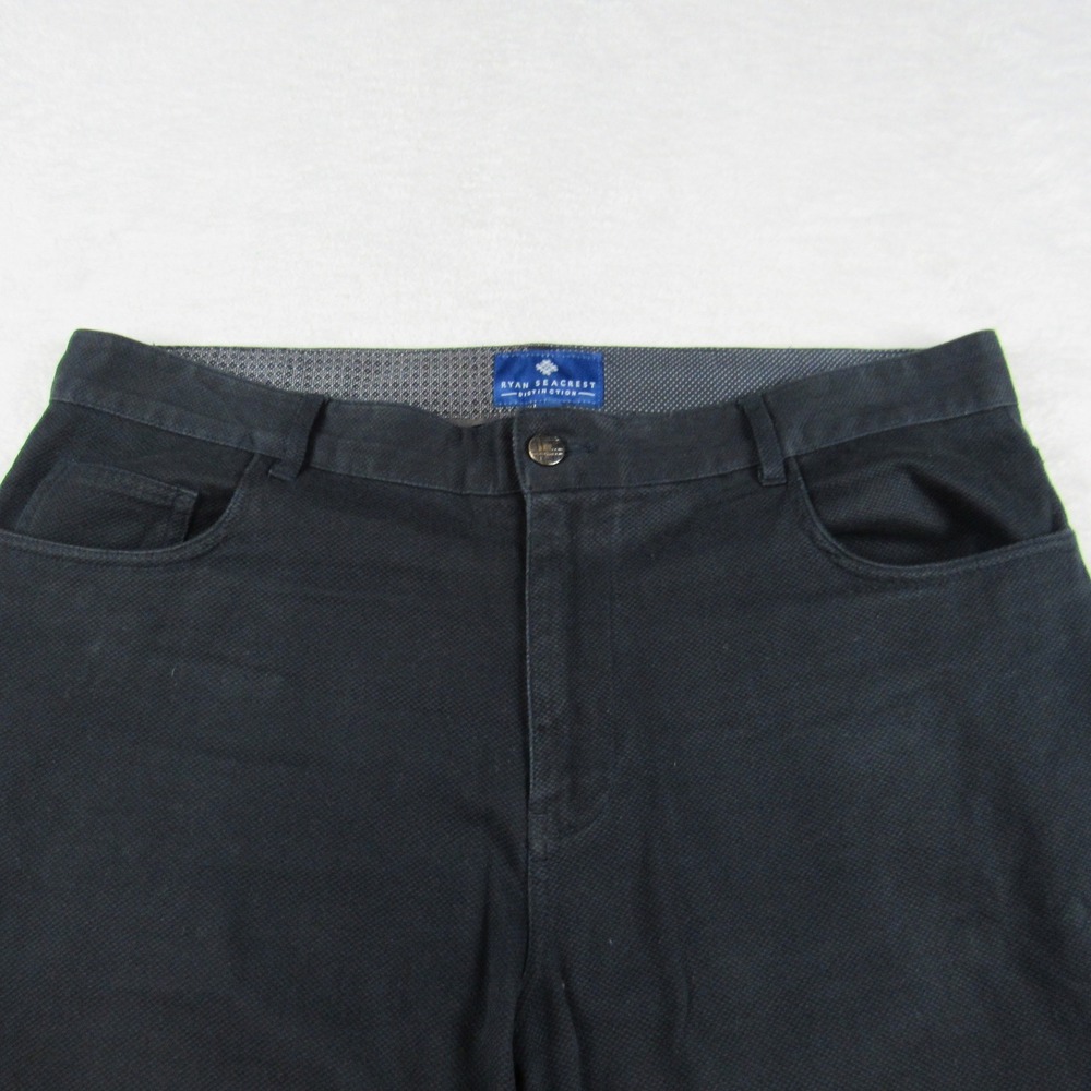 Ryan Seacrest Distinction Pants Mens 36x30 Black Textured Cotton Blend